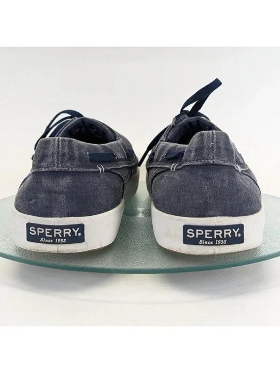 Men's Sperry Top-Sider Bahama 2-Eye Navy Blue Canvas Shoes Style C16-61432.SZ 12 - Picture 10 of 11